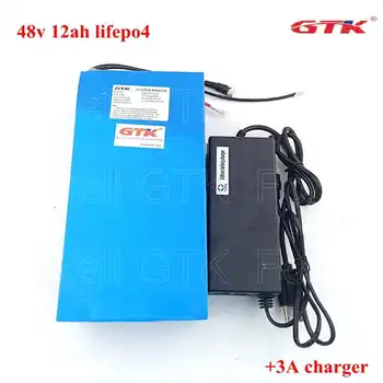

GTK 48v 12ah lifepo4 battery pack with BMS for electric scooter bike 500w 1000w rechargeable batteries+ 58.4V 3A Charger