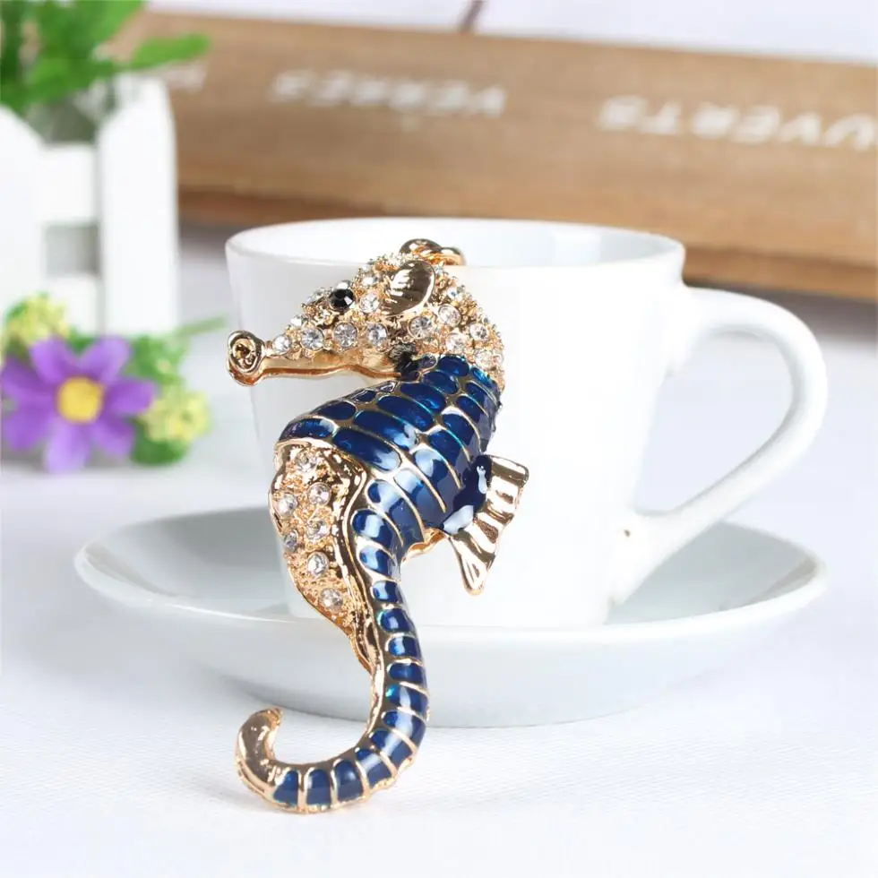 Ocean Sea Horse Hippocampal Cute Crystal Charm Purse Handbag Car Key Keyring Keychain Party Wedding Birthday Gift