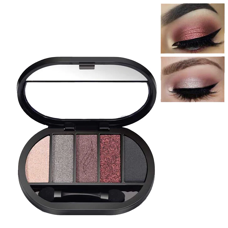 

New 5 Colors Glitter Eyeshadow Brush Set for Eyes Brighten Waterproof Make Up Eye Shadow Matte Shimmer Pigment Eyeshadow Palette