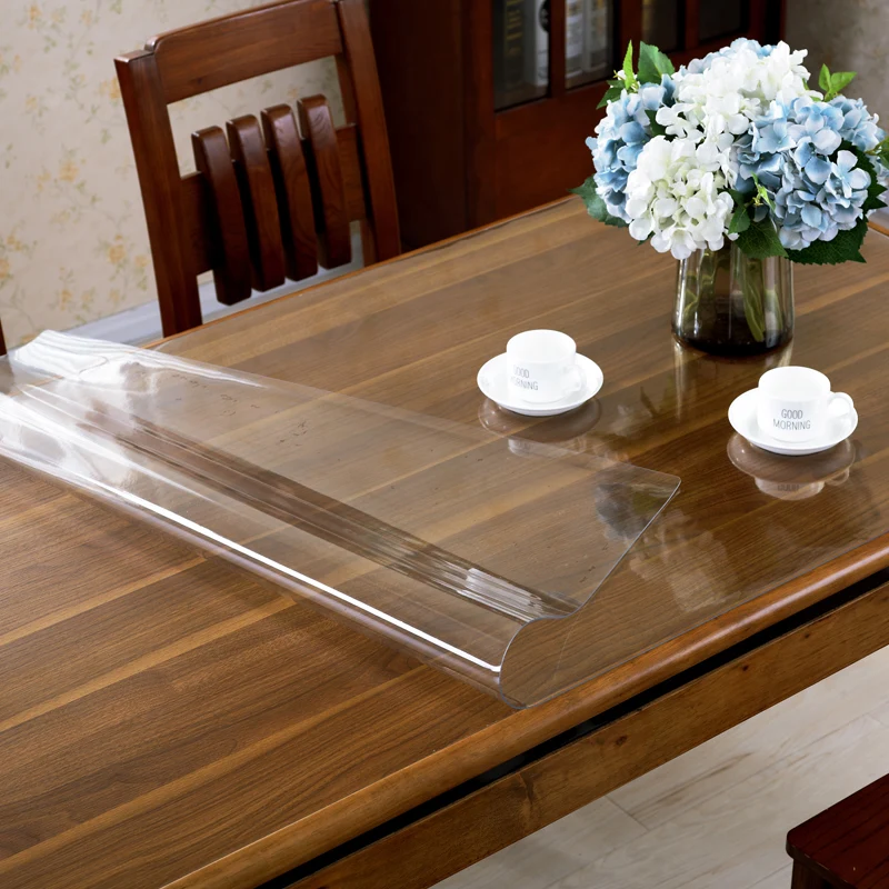  Transparent table mat Soft glass 1.5mm PVC plastic waterproof tablecloth oilproof Placemat Heat res