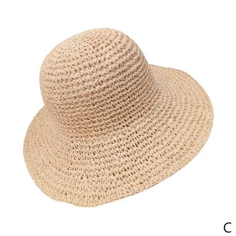 Модная женская соломенная шляпа, женская летняя Солнцезащитная шляпа, женская летняя пляжная соломенная шляпа - Цвет: C