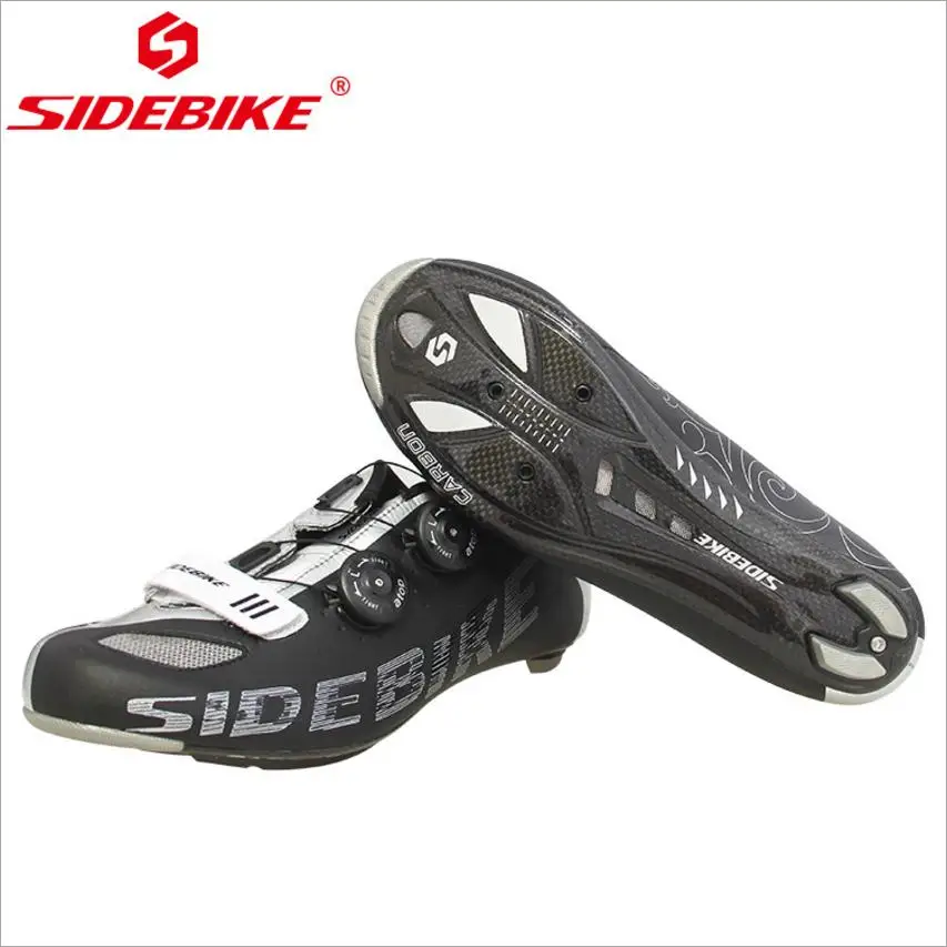 SIDEBIKE Carbon Fiber Black White Road Cycling Shoes Light Ultralight Bicycle Shoes Self-Locking Bike Sneaker Sapatilha Ciclismo SIDEBIKE Carbon Fiber Black White Road Cycling Shoes Light Ultralight Bicycle Shoes Self-Locking Bike Sneaker Sapatilha Ciclismo