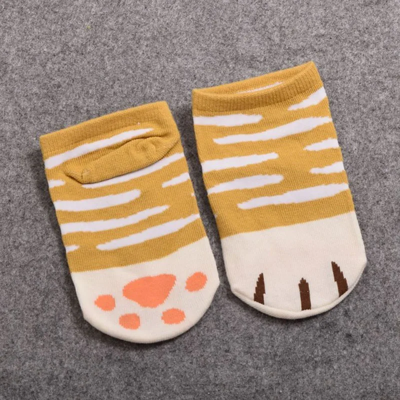 5 цветов, женские хлопковые милые короткие носки с изображением кота, отпечаток когтя, короткие носки для девушек, чулочно-носочные изделия, носки с принтом в виде собачьих лап - Цвет: Gold