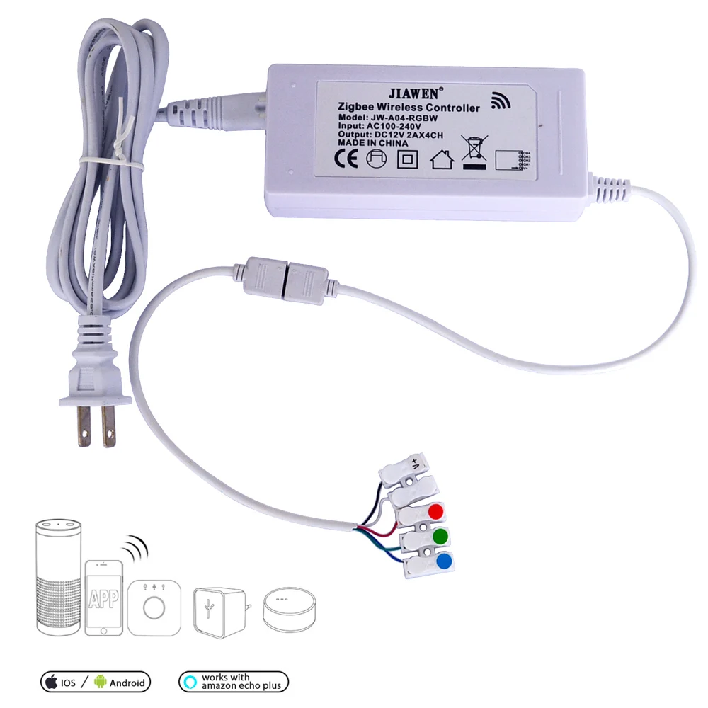 Jiawen ZigBee контроллер работает с крупными мостами/шлюзами для RGB/RGBW DC 12 V светодиодные ленты