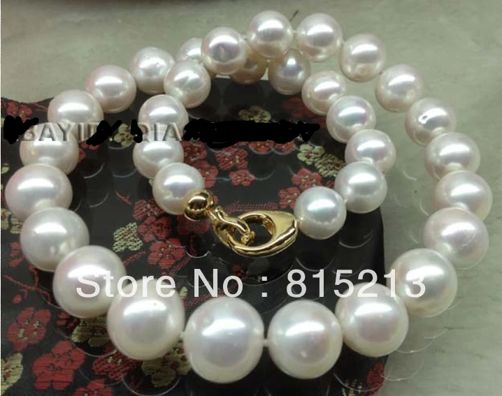 

Hot sell Noble- hot sell new - HOT802 Gorgeous! Huge 11.5-14.5mm round white Natural Pearl Necklace
