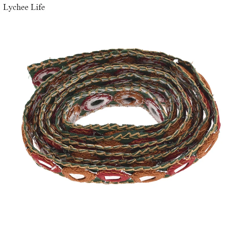 

Lychee Life Vintage 1 Yard Ethnic Mirror Embroidered Webbing DIY Handmade Lace Trim Garment Crafts Decor Accessories