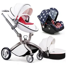 Baby Stroller 3 in 1 for Newborn Infant Folding Pram Carriage (standard stroller+separate sleeping basket+safety car seat)