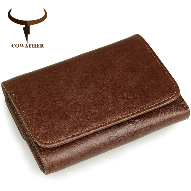COWATHER Korea Style 100 Top Cow Leather Men Wallets Vintage Fashion Big Capacity Good Leather Male