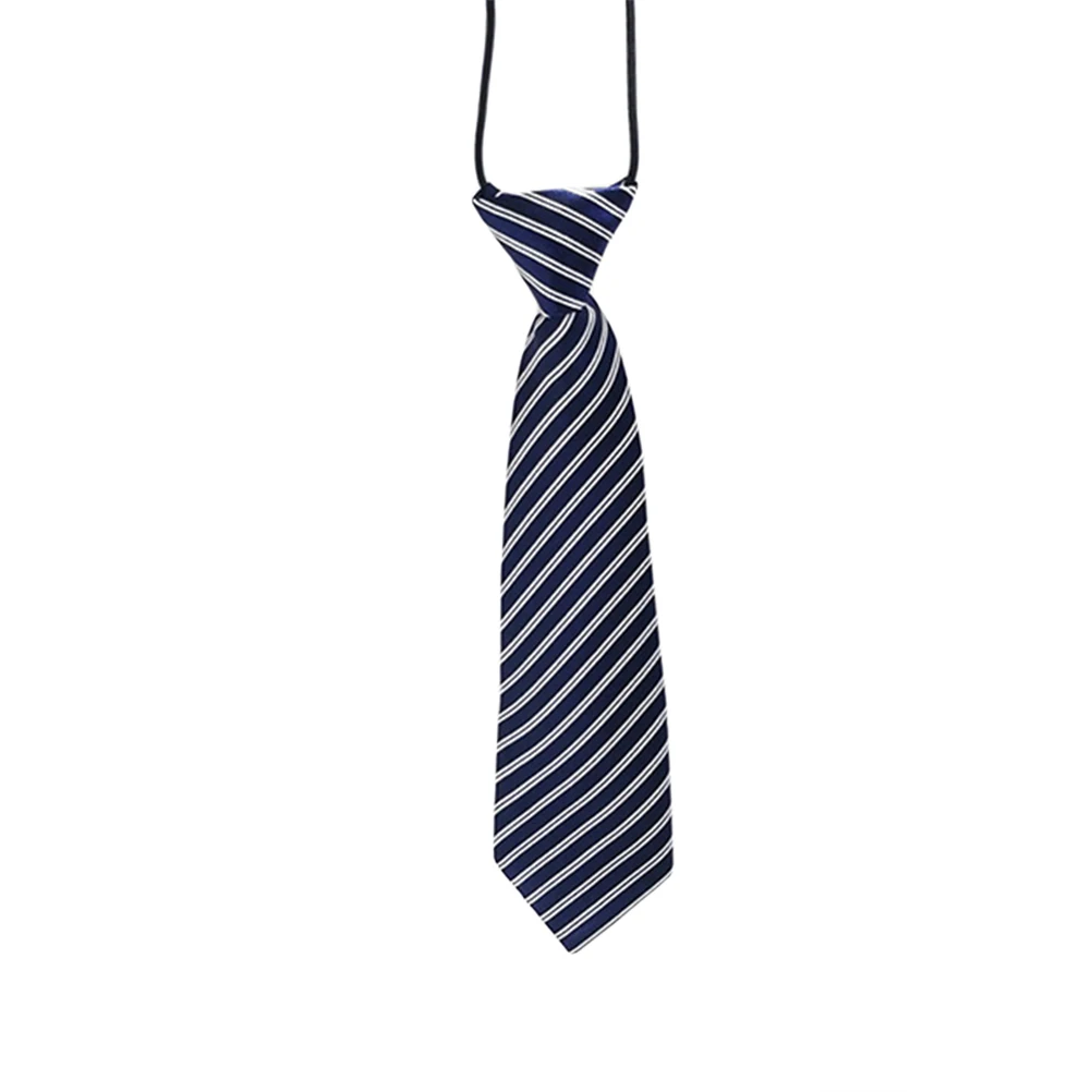 Kids Boys Multicoloured Patterned Elastic Neck Tie - Criss Cross Navy