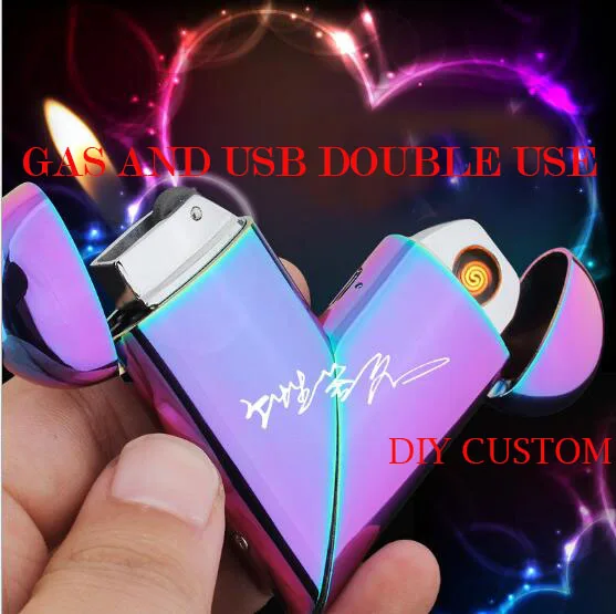 Креативная двойная газовая и USB электрическая зажигалка для сигарет