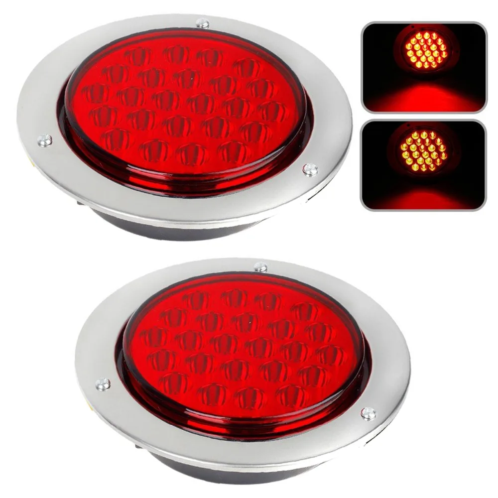 

2pcs 24LED Red 4Inch Round Car Truck Tail Light Turn Signal Brake light for Trucks Trailers 4WD Caravans Motor Homes