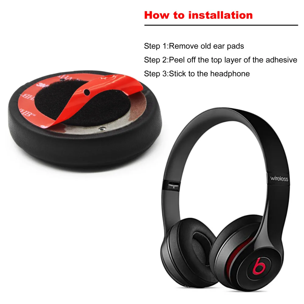 Replacement Earpads Ear Cushions for Beats Solo 2 Wireless Headphone and Wired Headphone Solo 3 Wireless Headphone Black