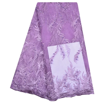 

French Lace Fabrics Tulle Lace Fabric With Rhinestones Embroidered Mesh Lace For Party Dress African Lace Fabric 1194