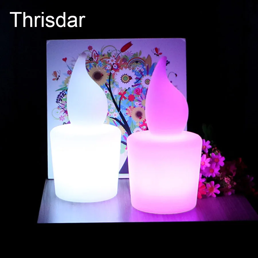 

Thrisdar 16 Color Flameless Candle Night Lamp + Remote Controller 13X13X28CM Rechargeable Outdoor LED Furniture Table Bar Light
