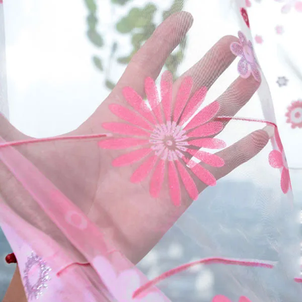 

2018 Creative Floral Style Tulle Voile Door Window Curtain Drape Panel Sheer Scarf Valance Voile Curtain