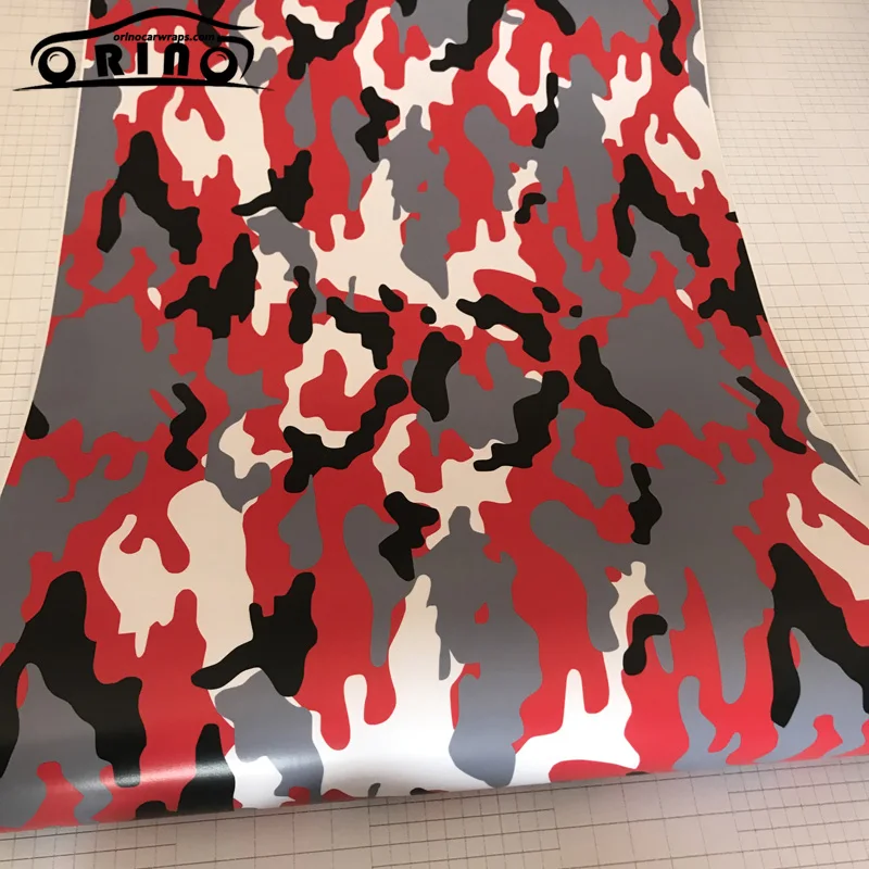 Black White Red Camouflage Vinyl Film Wrap-1