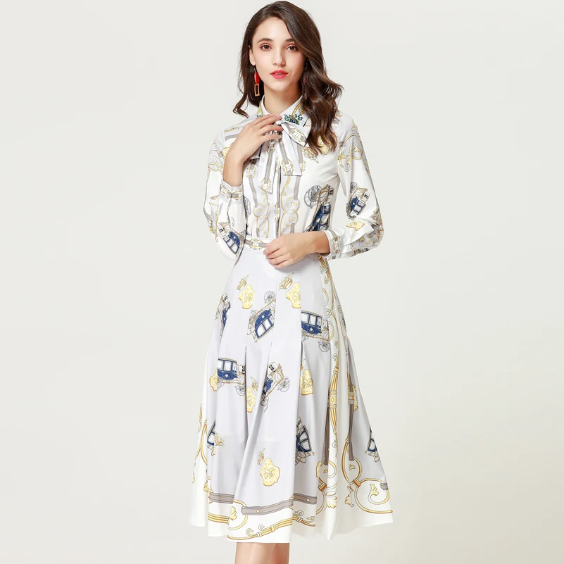 automne Imprimer Femmes Shirts Arc veau Piste Pièces Printemps Designer Ensemble Deux Multi Col Haute Vintage Mi Qualité De Blouses Jupe Ensembles vxIB4qwT6