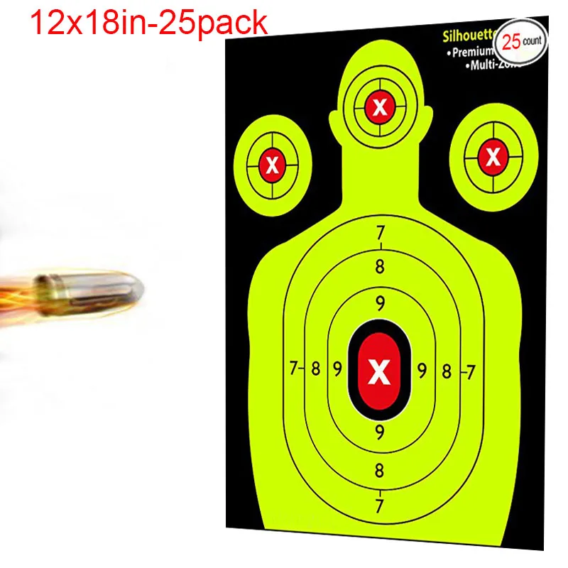 50 Pack 12"x12" Shooting Splatter Targets High Visibility Gun Shots Paper Target 