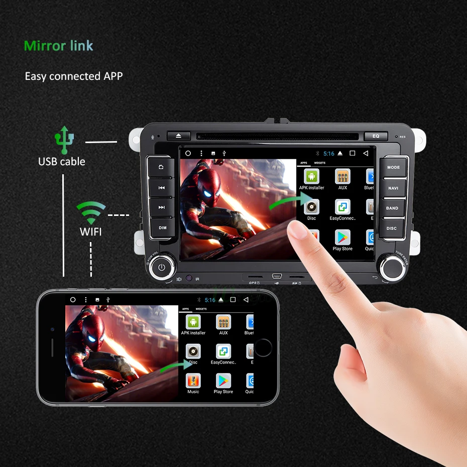 Best Android 9.0 DSP IPS 64G 2 DIN DVD For VW PASSAT B6 CC B7 POLO GOLF 5 6 Tiguan Fabia Rapid Seat Altea Toledo Leon GPS Radio 30