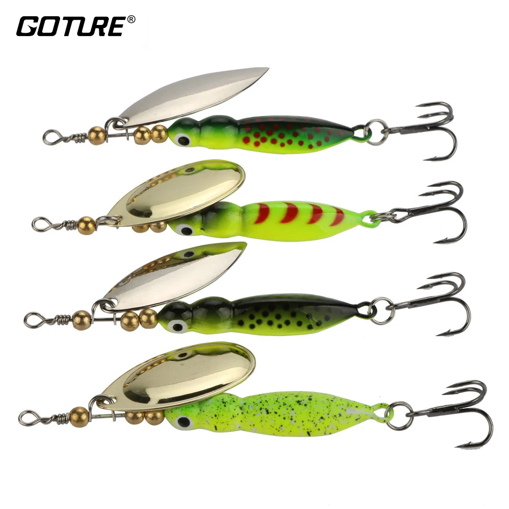 4Pcs Spinner Baits Fishing Lures Spinnerbait  Trout Metal Spoon-Willow-15g/9cm 