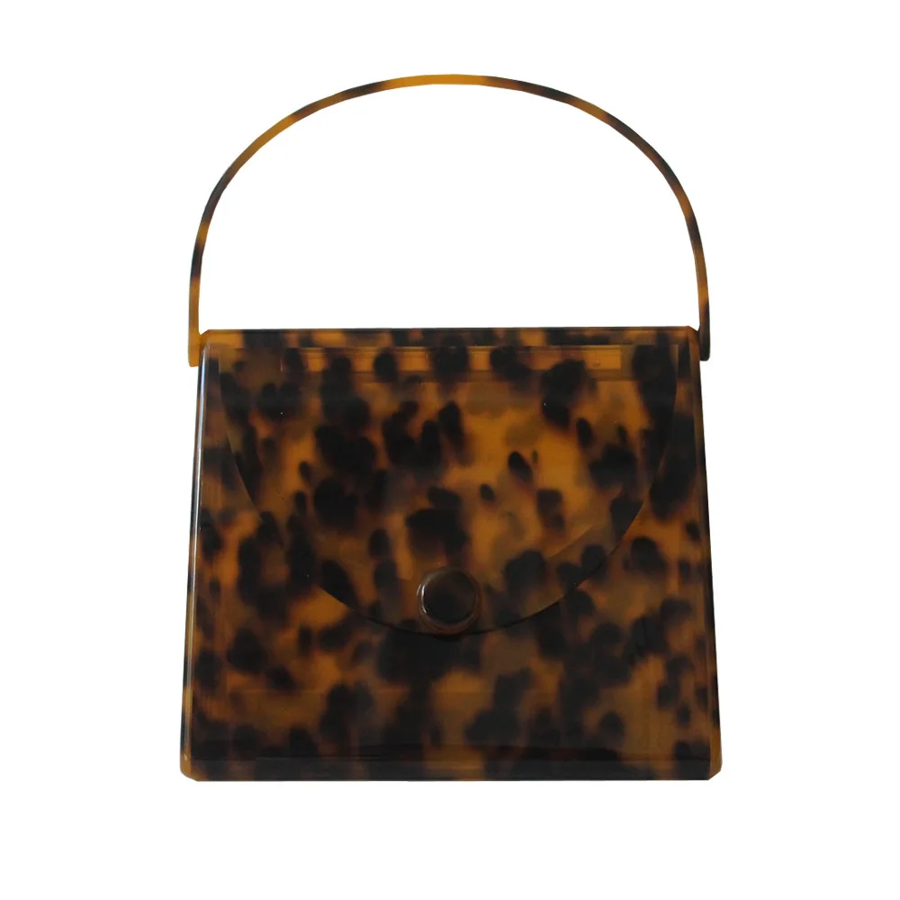 

Fashion Trend High Quality Acrylic Handbag Leopard Evening Bag Women Clutch Purse Mini Totes Ladies Wedding Bags Handle Bag