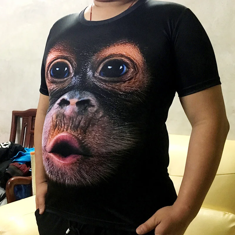 Funny 3D Gorilla Animal Printed Tee Shirt for Summer Fashion: Hip Hop Streetwear Tops for Men in Plus Sizes S-6XL image 4