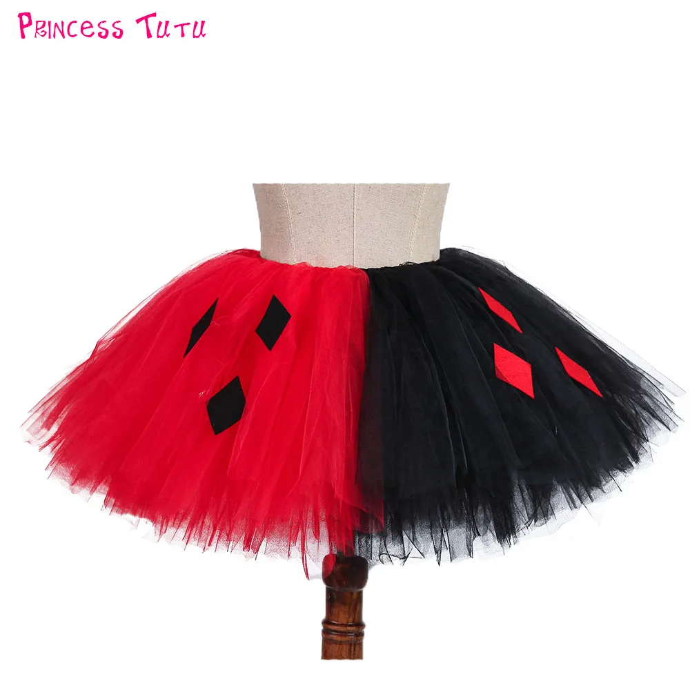 

Red Black Lady Girl Joker Cosplay Tutu Skirt Fluffy Women Adult Scary Harleen Halloween Evening Party Tulle Skirts Pettiskirts