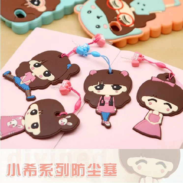 Cartoon small 3.5mm general earphones hole for apple SAMSUNG pendant dust plug mobile phone screen wipe | Мобильные телефоны и