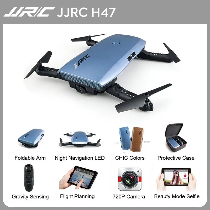 

JJRC H47 Selfie Mini Foldable Drone with HD Camera FPV G-sensor Upgraded Foldable Arm Controller Aerobatic Flight Quadcopter