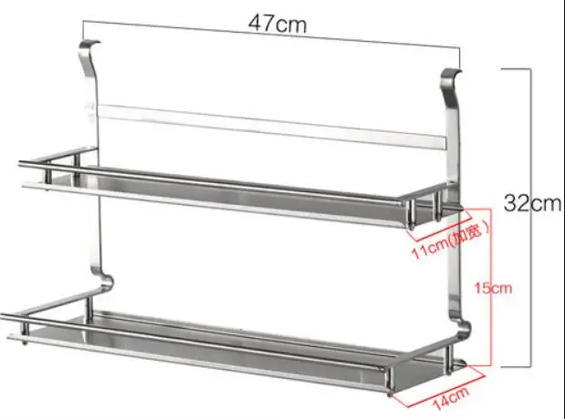 Двойной крючок с крюком, настенная кухонная подвеска, кухонный 304 из нержавеющей стали, стойка для приправ Lu 41816