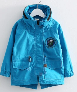 Г. Осенняя детская одежда куртки для мальчиков модные однотонные длинные тренчи с высоким воротником для мальчиков, Детская верхняя одежда с капюшоном, куртка - Цвет: blue
