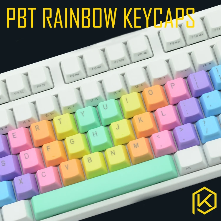 

PBT laser rainbow Keycaps 37 Keys in OEM Profile With Cherry MX Stems PBT plastic command option for gh60 xd64 tada68 87 104 96