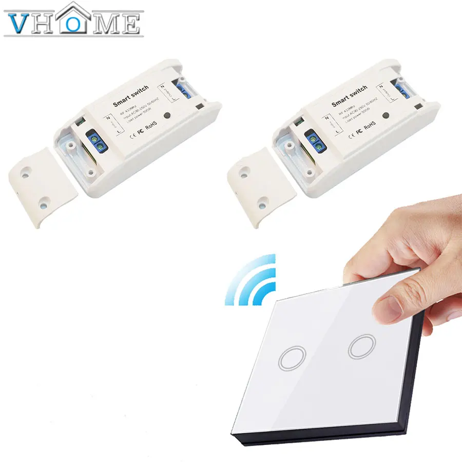 

VHome Wireless Remote Control Touch Switch panel,rf 433mhz receiver 90v-250v relay channel wall lamp 5A transmitter controller