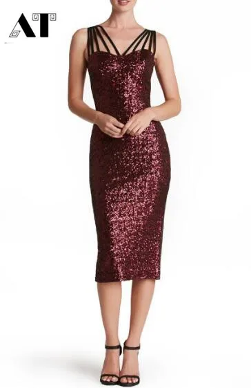Sequins Dress New Sexy V Neck Backless Women Sundress Luxury Party Club Wear Sequined Dress