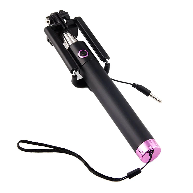 Extendable Selfie Stick With Button Wired Handheld Self portrait Tripod