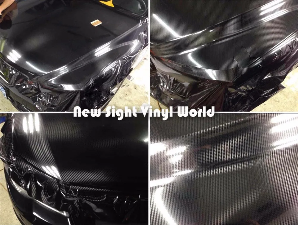 Black 5D Carbon Fiber Vinyl Car Body Wrap Film Sticker Air Free Bubble For Car Vehicle Wrapping