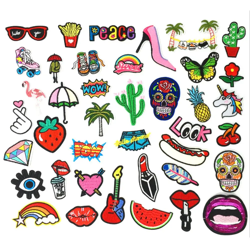 

40pcs/set Embroidery Patch Sticker Summer Clothing Trousers Decorative Repair Patch Watermelon Patch