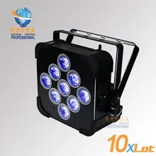 10 шт./лот Раша длинный Аккумулятор час 9 шт.* 18 Вт 6в1 RGBAW УФ батарея питание и беспроводной светодиодный Par свет с DMX IN& OUT светодиодный тонкий может