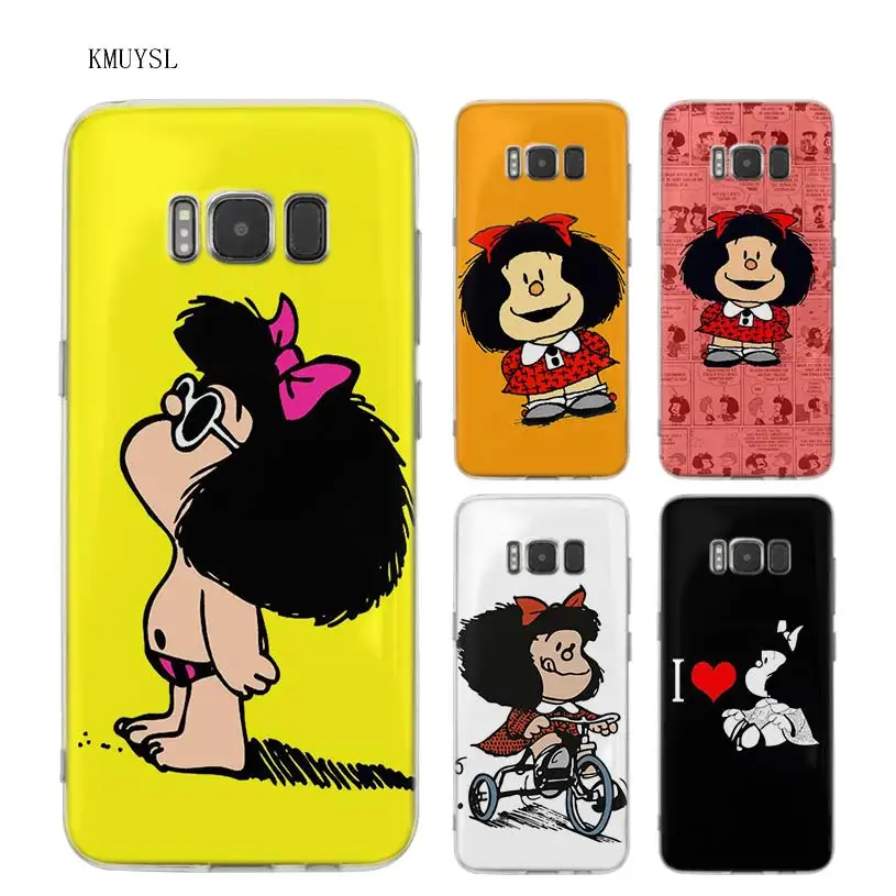 

KMUYSL Mafalda TPU Transparent Soft Case Cover Shell Coque for Samsung Galaxy S9 S8 Plus S7 S6 Edge