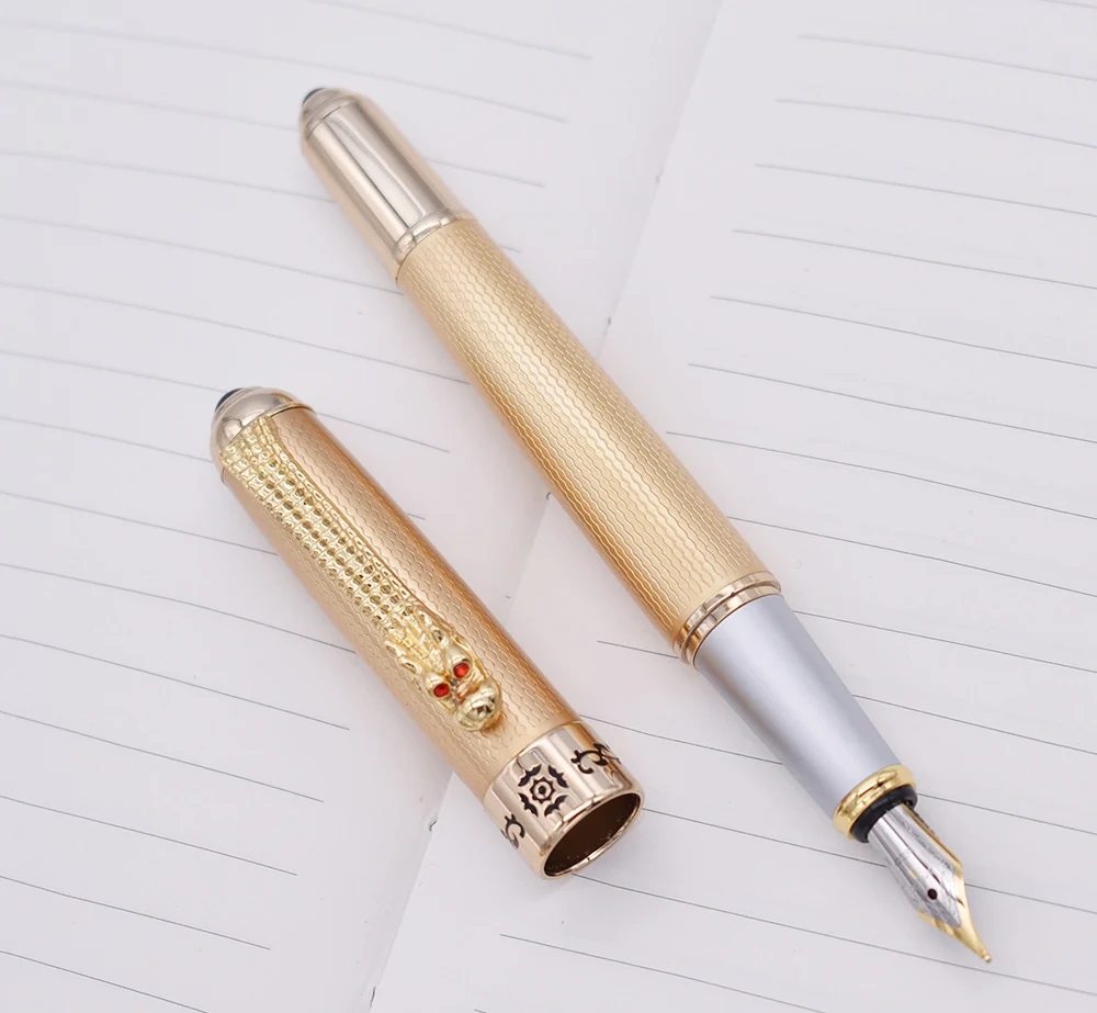 Jinhao Роскошная авторучка классический стиль клипса с драконом, Средний Golden Золотая авторучка для подписи канцелярские принадлежности