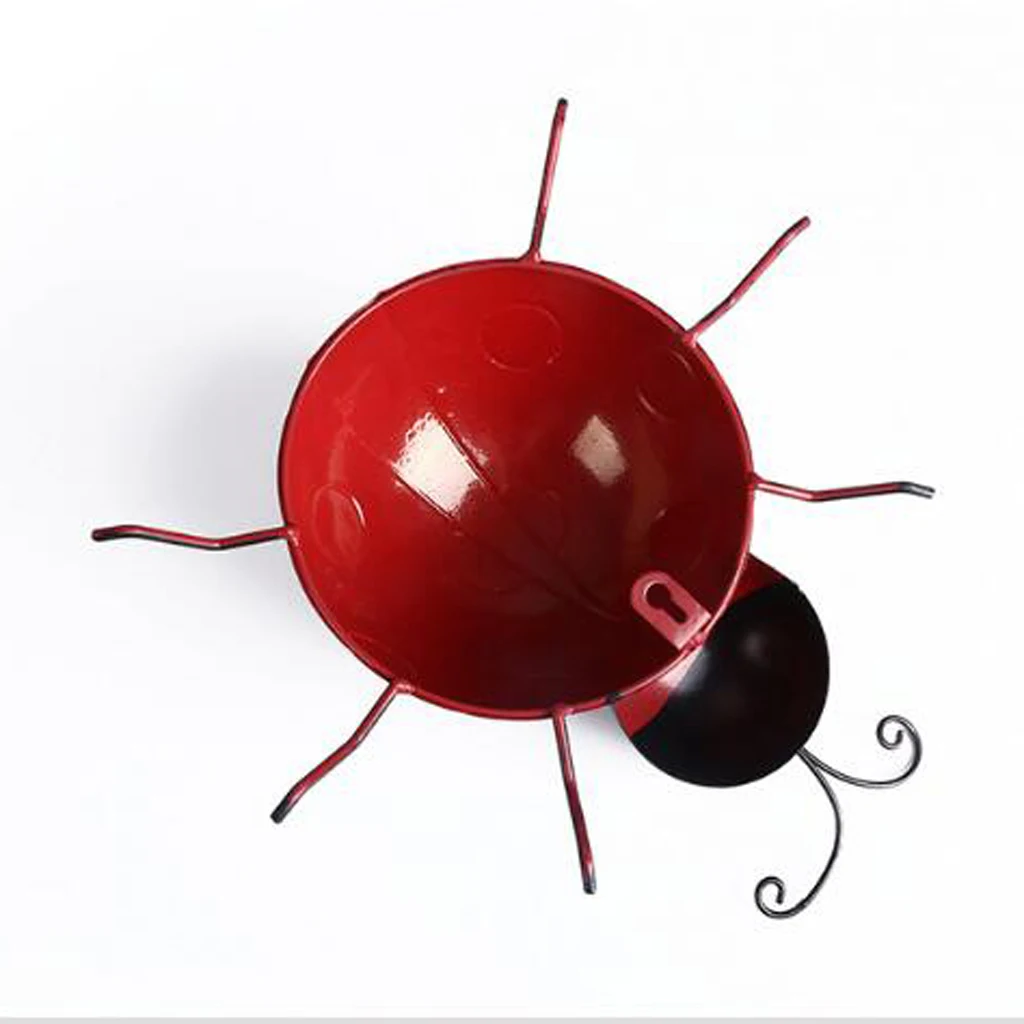 Metal Garden Wall Art Decorative Set of 2 Cute Ladybugs Wall Sculptures Ladybird Decor Figure 10cm 16cm