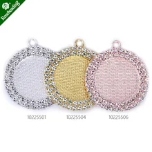 25 мм круглый поднос с подвеской из цинкового сплава, двойные стразы, ободок, кабошон, опт, продается 10 шт./лот