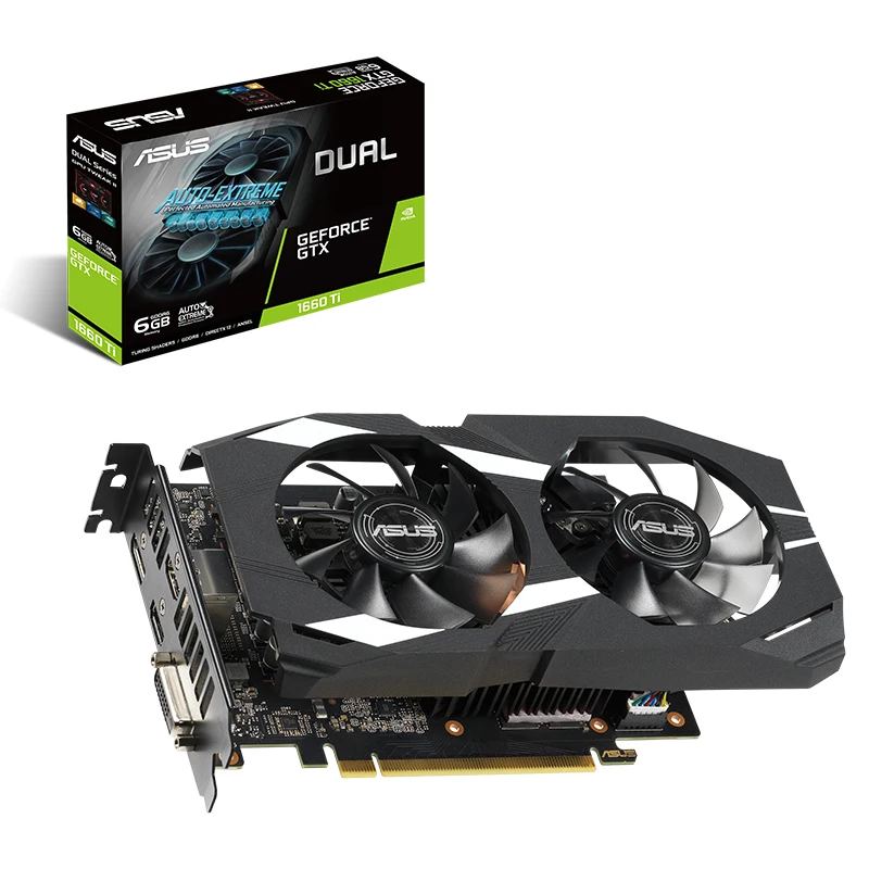 ASUS DUAL-GTX 1660Ti-O6G Снежный Барс Настольный ПК игра Дискретная графика GTX1660TI 6G DDR6