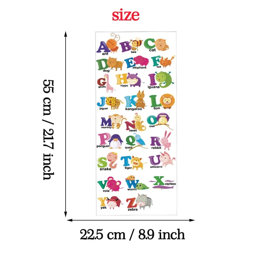 ABC Alphabets Teaching Cartoon Animal Art Decal For Kids Nursery Bedroom Vinyl Wall Sticker Home Decor Self Adhesive Wallpaper