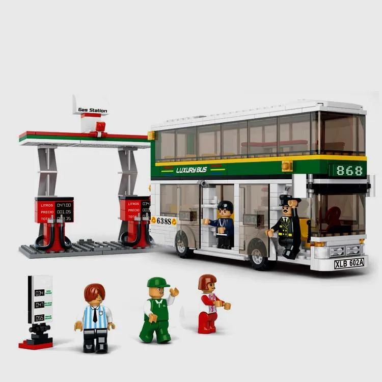 

Models building toy 0331 Bus and Gas station Double-decker bus 586pcs Building Blocks city toys & hobbies