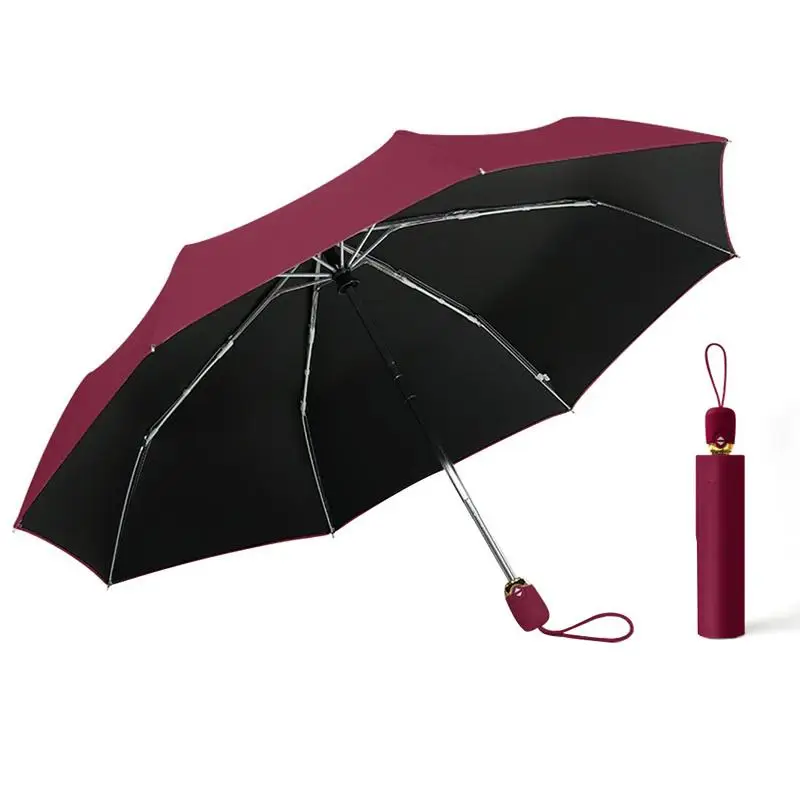 Автоматический складной компактный зонтик для путешествий, ветрозащитный, непромокаемый, защита от солнца, легкий зонтик - Цвет: Red