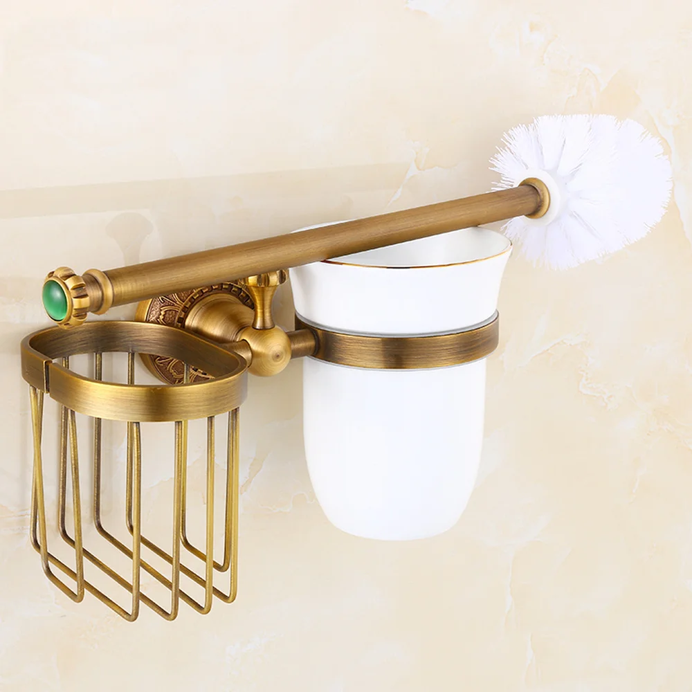 A1 European antique hardware pendant jade toilet brush holder retro toilet brush holder toilet