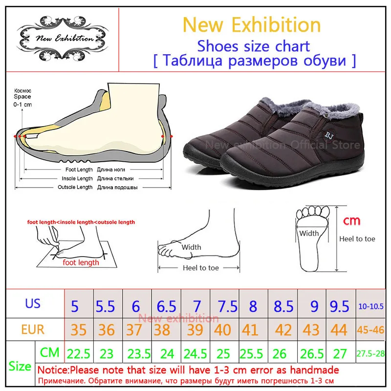 New exhibition Women Boots Winter Plush Inside Antiskid Bottom Keep Warm Waterproof Ankle Ski Boots Booties Women's Shoes 35-46