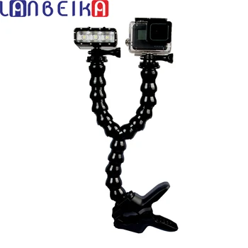 

LANBEIKA Double Neck Mount Adjustable Flex Clamp Clip Arm Dual Neck Tripod For Gopro Hero 6 5 4 SJCAM SJ4000 SJ5000 SJ6 SJ7