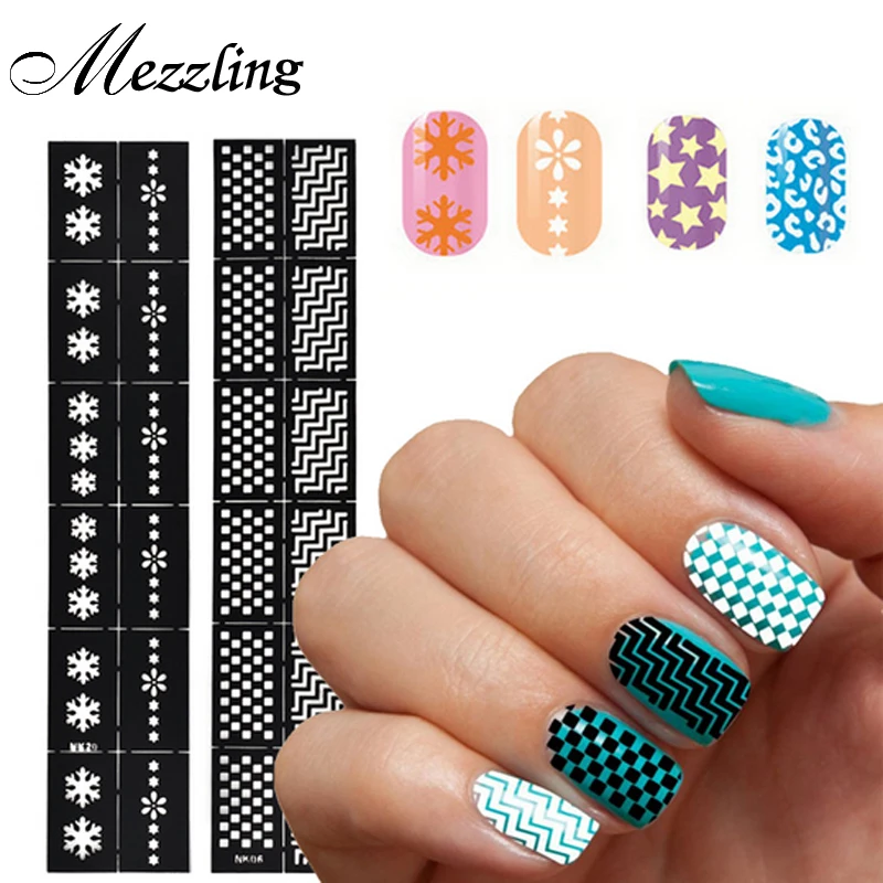 

2016 New 1sheet Reusable Stamping Tool DIY Nail Art Hollow Template Stickers Stencil Guide 24 Styles Options